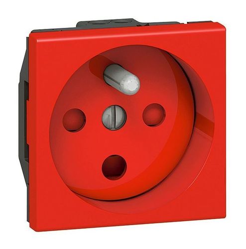 Розетка Legrand MOSAIC, скрытый монтаж, с заземлением, красный