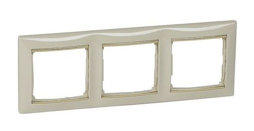 Рамка 3 поста VALENA, слоновая кость / золотой штрих