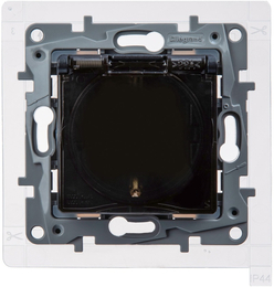 Розетка Etika, со шторками, с крышкой, с заземлением, одинарная, винтовые клеммы, цвет - антрацит